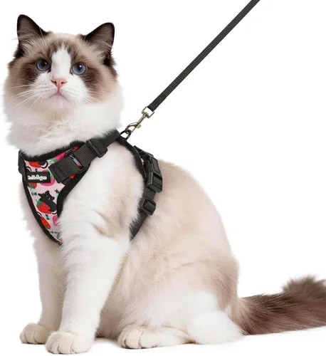 Miniatura 92 de rabbitgoo Cat Harness and Leash Set, Escape Proof Vest, XXS, Berry Pounce Soft Breathable Mesh, No-choke Adjustable Fit, Snap Buckles, Sturdy