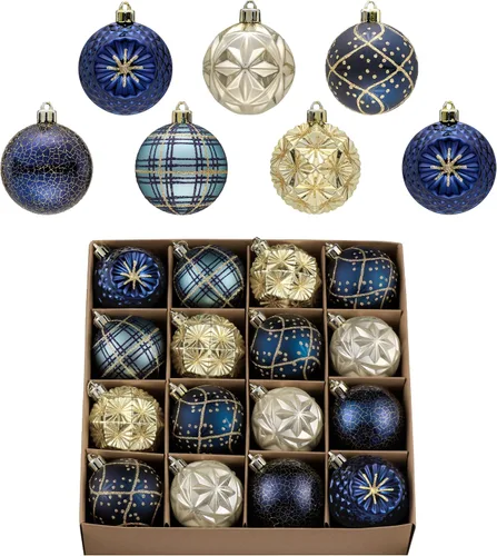 Miniatura 12 de Valery Madelyn Adornos para árboles de Navidad, 9 unidades, 2.36 pulgadas, negro y dorado, irrompibles, adornos de bola colgante de lujo