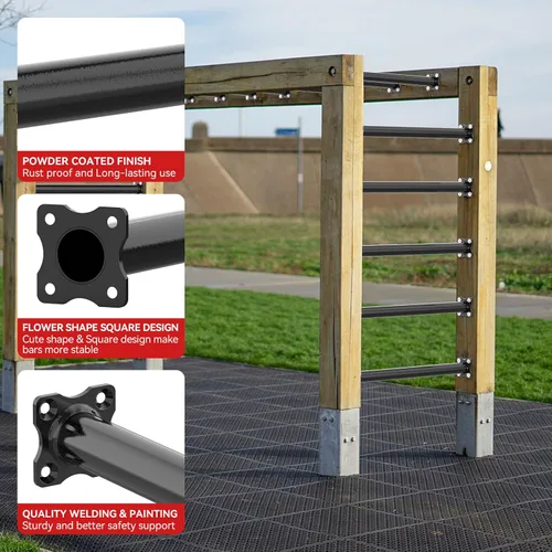 Miniatura 6 de Kit de Barras de Mono de 16.5 Pulgadas Peldaños de Escalera de Patio de Juegos para Patio Trasero Interior Exterior Niños Barras de Metal Juego