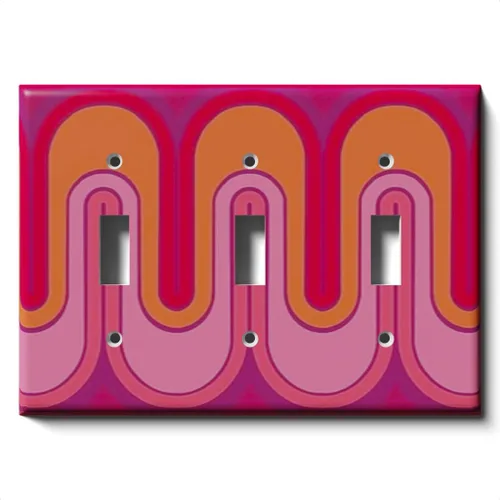 Miniatura 17 de Cubierta decorativa para interruptor de luz con ondas retro rojas, placa de pared de palanca individual Single Toggle