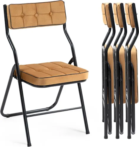 Miniatura 15 de HOMEFUN Paquete de 4 sillas plegables acolchadas, sillas de comedor plegables con cojín, asiento adicional portátil y ensamblado para invitados