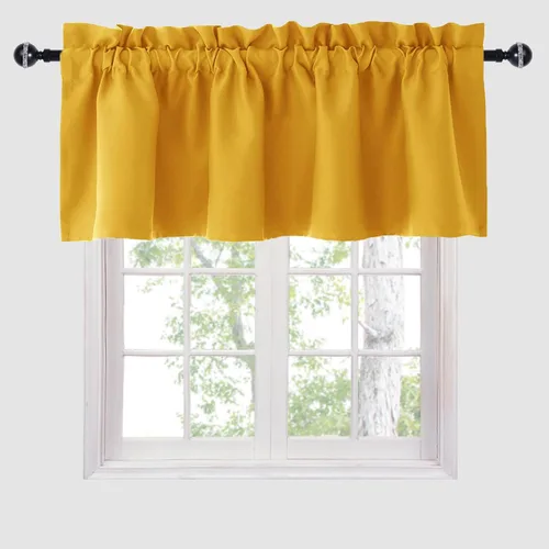 Miniatura 18 de Hiasan - Cortinas de cenefa negras con bolsillo para barra, cortinas opacas para ventanas de cocina, 52 x 18 pulgadas de largo, 1 panel Negro
