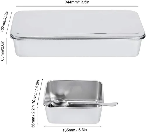 Miniatura 7 de Servidor de condimentos, tarro de condimentos de acero inoxidable de grado alimenticio de 21 onzas con cuchara y tapa, 3 compartimentos extraíbles