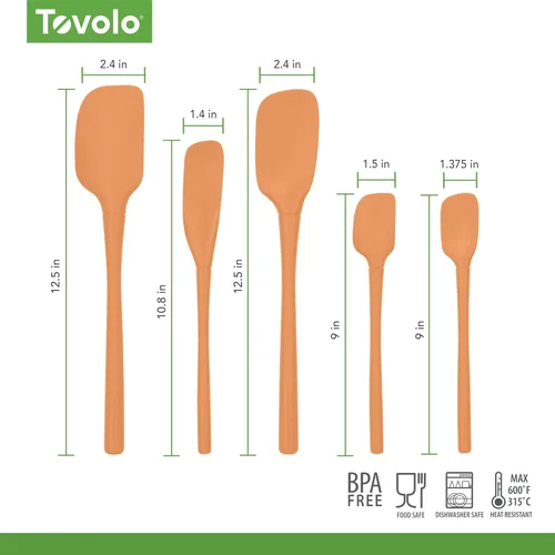 Miniatura 4 de Tovolo Flex Core - Juego de 5 espátulas de silicona resistentes al calor, todos los utensilios de silicona incluyen espátula antiadherente