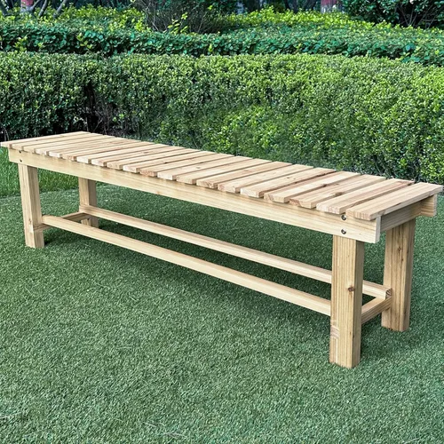 Miniatura 12 de Banco de Jardín al Aire Libre, Banco de Patio de Madera para 2 Personas, Banco Impermeable al Aire Libre Sin Respaldo, Bancos de Jardín Carbonized