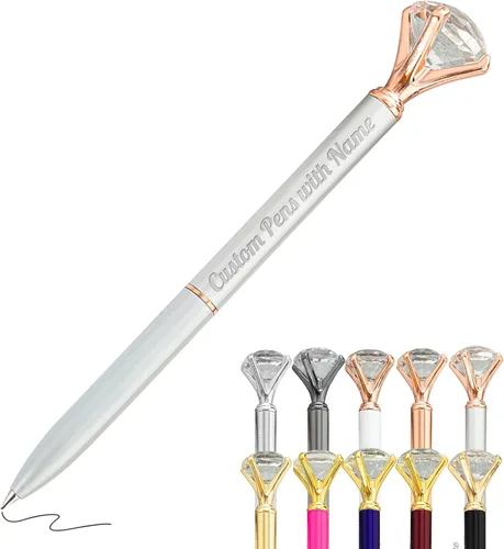 Hasta 100 bolígrafos de diamante personalizados a granel con nombre, bolígrafo de impresión personalizada con logotipo de negocios grabado, mensaje