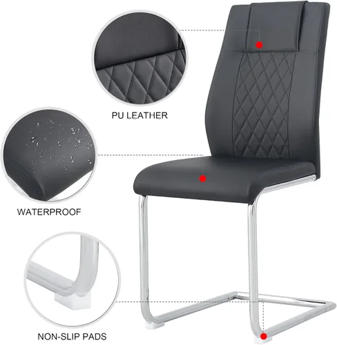 Miniatura 8 de Juego de 4 sillas de comedor redondas de 42 pulgadas para 4, sillas de mesa de cocina modernas para 4 mesas de comedor de mármol sintético, sillas