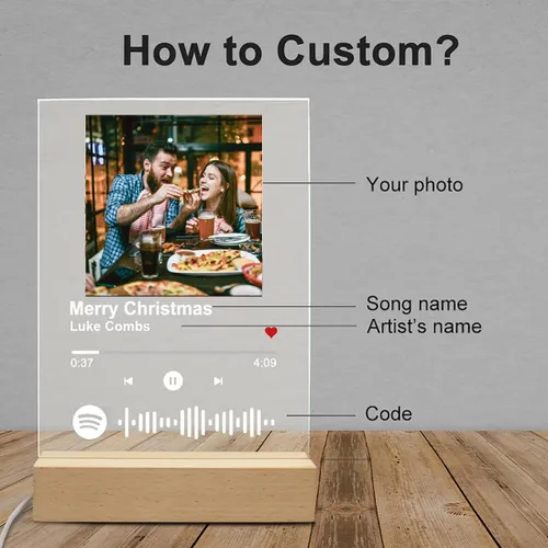 Miniatura 7 de NOVASGAFF Regalo de foto personalizado, álbum de música, placa de vidrio acrílico personalizada con imagen, canción favorita personalizada con foto