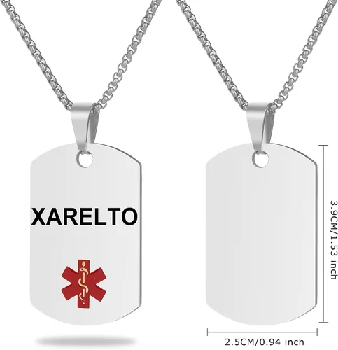 Miniatura 2 de Collar de alerta médica, etiqueta grabada con láser, grabado personalizado, etiqueta de identificación de acero inoxidable, colgante para hombres