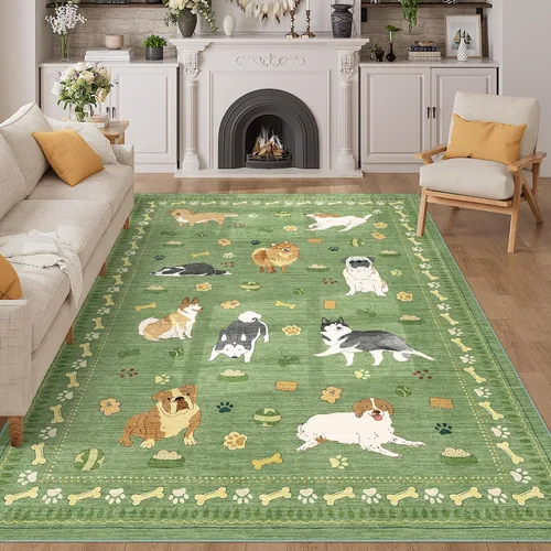 Miniatura 126 de DUKINO Alfombra de área de 6 x 9 pies, alfombra floral para sala de estar, ligera, antideslizante, lavable, alfombra de interior de pelo bajo