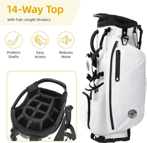 Miniatura 2 de Bolsa de golf con soporte de 14 vías, bolsas de golf ligeras para hombres y mujeres con soporte, doble correa ergonómica acolchada, divisores