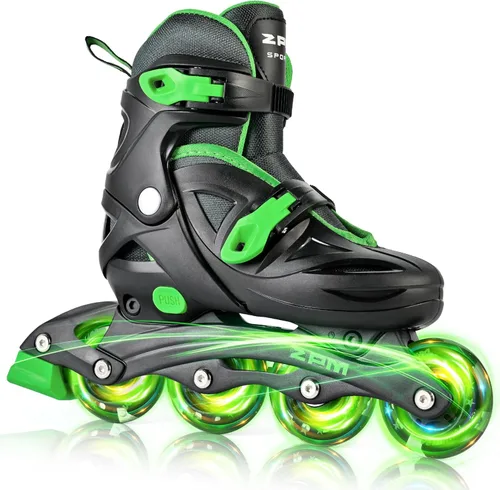 2PM SPORTS Patines en línea para niños y niñas de 4 a 8, 6 a 12 años, con ruedas iluminadas, cuchillas ajustables para niños y jóvenes principiantes