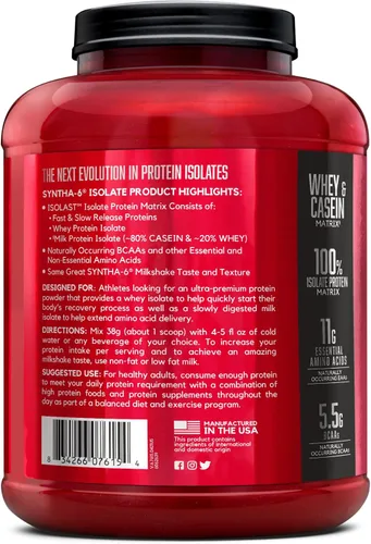 Miniatura 9 de BSN SYNTHA-6 Proteína Aislada en Polvo, Polvo de Proteína de Fresa con Aislado de Proteína de Suero, Aislado de Proteína de Leche, Sabor: Batido