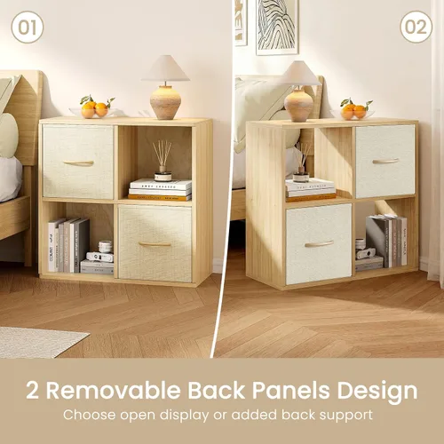 Miniatura 7 de EXPERLAM Organizador de Almacenamiento de 4 Cubos - Estantería de Madera Maciza con 2 Contenedores de Almacenamiento, Estante de Cubos con 2 Paneles