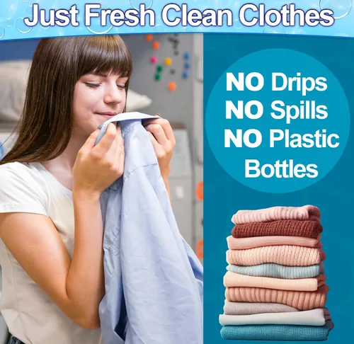 Miniatura 5 de Hojas de detergente ecológico para ropa (120 hojas grandes), a base de plantas, biodegradables para lavar a máquina, sin líquidos, sin plástico