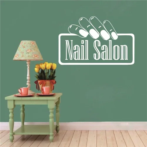Decoración moderna de pared para estudio de uñas, adhesivo de vinilo con logotipo para salón de belleza, sala de manicura o mural de ventana de
