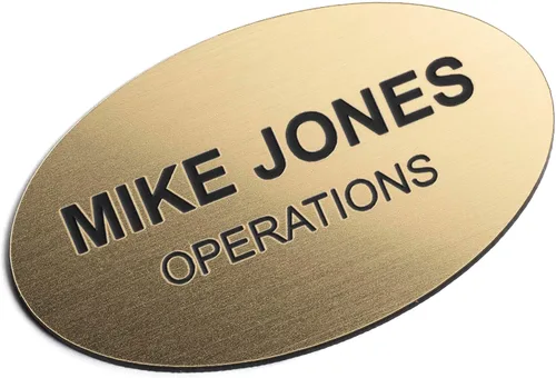 Miniatura 34 de Insignias de identificación con nombre grabadas personalizadas: identificación personalizada con pin o respaldo magnético, 1 pulgada x 3 pulgadas