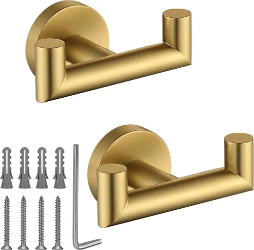Miniatura 12 de Ganchos para toallas para baños, gancho negro mate para toallas de cocina y baño, gancho de acero inoxidable SUS304, ganchos dobles resistentes