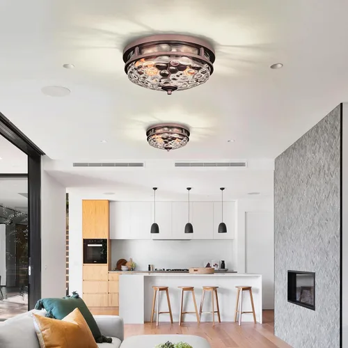 Miniatura 2 de Edwarmlux Lámparas de techo empotradas, lámpara de techo de granja de 2 luces cerca del techo, lámpara de techo industrial para cocina, pasillo