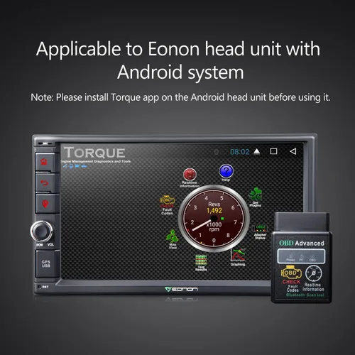 Miniatura 3 de 2025 EONON V0056 OBD2 OBDII, escáner de diagnóstico, adaptador de herramienta de escaneo Bluetooth ELM327 solo para radio estéreo de automóvil EONON