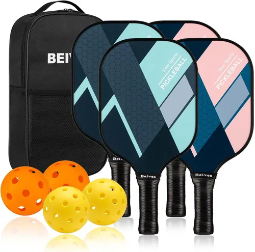 Miniatura 9 de USAPA - Palas de pickleball de fibra de vidrio USAPA, juego de 4, juego de pickleball con 4 raquetas de pickleball, incluye 4 bolas de pickleball