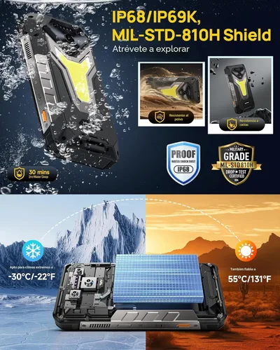 Miniatura 8 de Ulefone Armor 34 Pro 5G - Teléfono inteligente resistente con proyector de 150 lúmenes, 32GB+512GB ROM/2TB, 25500mAh 66W, Android 15, 6.95" 120Hz