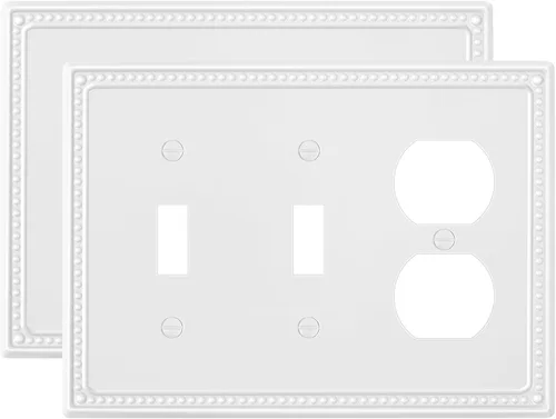 Miniatura 17 de Paquete de 4 placas de cubierta para interruptor de luz de palanca individual, cubiertas decorativas de perlas, placa de pared de metal almendra