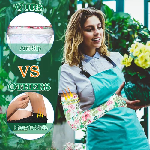 Miniatura 2 de 4 pares de mangas de jardinería antideslizantes para el brazo con agujero para el pulgar, manga solar, mangas refrescantes para los brazos