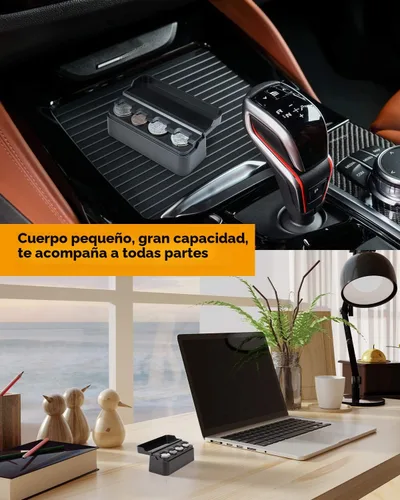 Miniatura 5 de JOYTUTUS Soporte para monedas para organizador de cambios de automóvil, almacenamiento universal, dispensador de dinero para la mayoría de los Negro