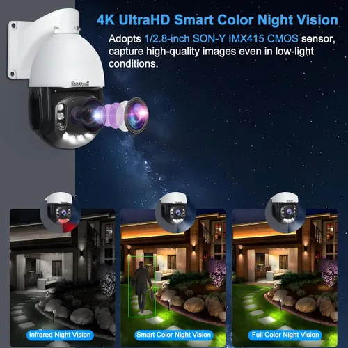 Miniatura 6 de JideTech Cámara de seguridad IP PoE PTZ IP PoE de 200X con zoom híbrido 4K 8MP para exteriores, seguimiento automático de inclinación de 360°