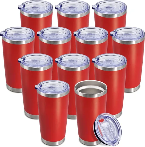 Miniatura 27 de Vaso de viaje de café de 20 onzas a granel con tapa, acero inoxidable de doble pared aislada al vacío, tazas con recubrimiento en polvo, para Rosa