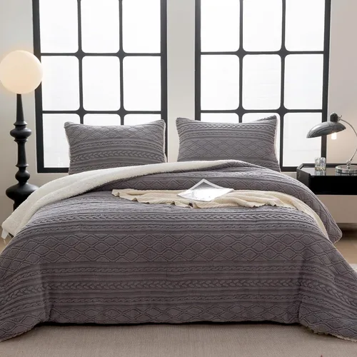 Miniatura 22 de COTTEBED Juego de edredón ultrasuave para cama King, para uso en todas las estaciones, peso ligero con microfibra de algodón lavado cálida y Verde