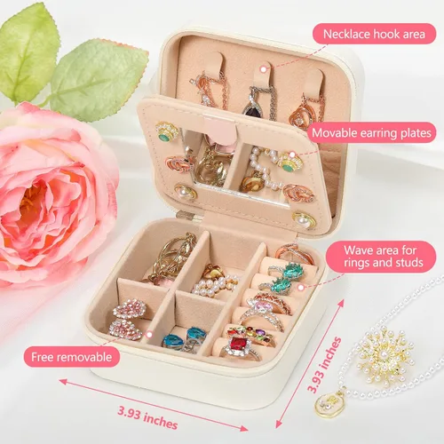 Miniatura 2 de CHMI Joyero de viaje, joyero de viaje blanco, organizador de joyas de viaje, regalos de viaje para mujeres y niñas, caja organizadora de joyas