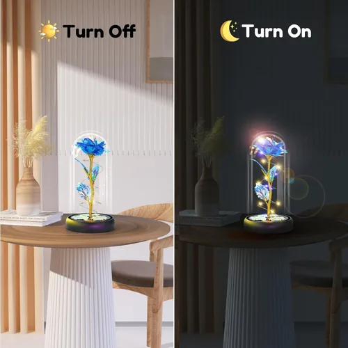 Miniatura 5 de Otlonpe Regalos de flores para el día de la madre para mamá de hija e hijo, regalo de rosas iluminadas de vidrio preservado para siempre, para Azul