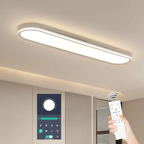 Miniatura 9 de Lámpara de techo LED de metal de 37.4", delgada, iluminada por los bordes - lámparas lineales de espectro completo de 55W, 6500K, lámpara de techo