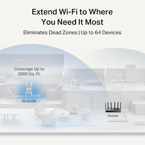 Miniatura 3 de TP-Link BE6300 Wi-Fi 7 Extensor de alcance RE403BE con puerto de 2.5G Repetidor inalámbrico de doble banda de 6.3 Gbps Amplificador de señal