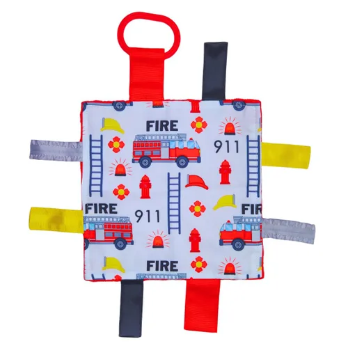 Juguete sensorial para bebé con etiquetas de cinta cerrada para mayor estimulación: 8 x 8 pulgadas (bombero)