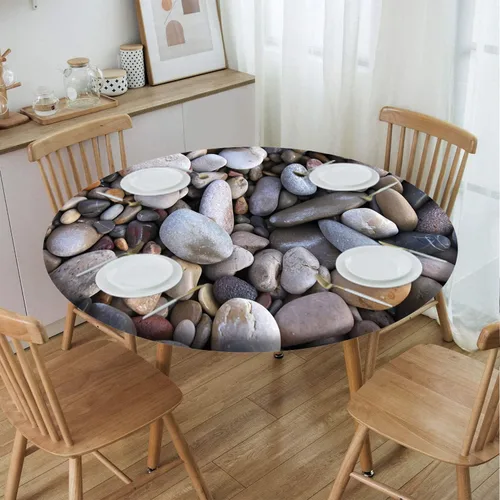 Miniatura 25 de Mantel con patrón de playa, borde elástico, impermeable, lavable, para uso en interiores y exteriores, patio, turquesa aguamarina, para mesas
