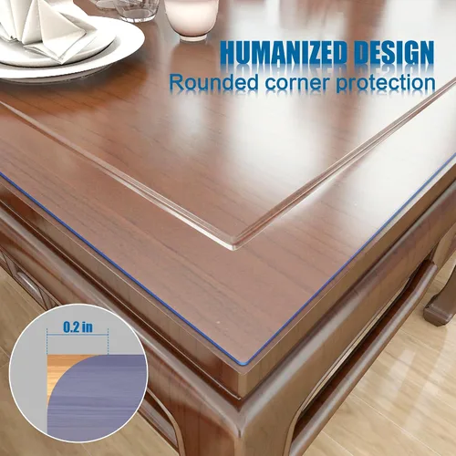 Miniatura 2 de OXIGG Protector transparente para mesa, 24 x 48 pulgadas, 0.059 in de grosor, protector de mesa rectangular para comedor, mesita de noche, encimera