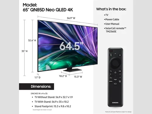 Miniatura 2 de Samsung - Smart TV QLED 4K de la serie QN85D de 65 pulgadas, Mini LED, Neo Quantum HDR con Dolby Atmos, sonido de seguimiento de objetos Lite, Real
