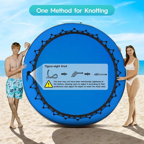 Miniatura 4 de CALOBANA Hamaca de agua inflable redonda flotante, flota lago isla balsa plataforma de muelle inflable para adultos, piscina, río, fiesta