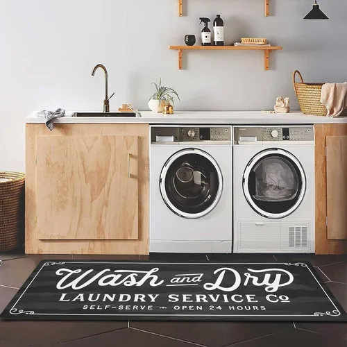 Miniatura 26 de KOZYFLY Alfombra Antideslizante para Lavandería de 20"x60", Alfombras de Cocina Lavables, Alfombra de Lavandería Impermeable, Alfombra para Marrón