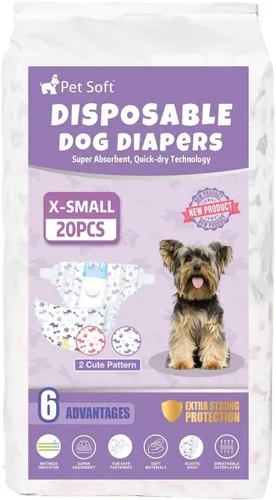 Miniatura 7 de Pet Soft Pañales desechables para perras – Pañales desechables para perritos con indicador de humedad, pañal para cachorros y gatos, súper