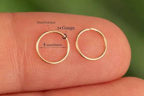 Miniatura 86 de Aretes de aro de oro de plata – Aretes de aro para mujer, dos piezas de aros de plata fina rellenos de oro, aro de hélice, anillo de tragus, aro