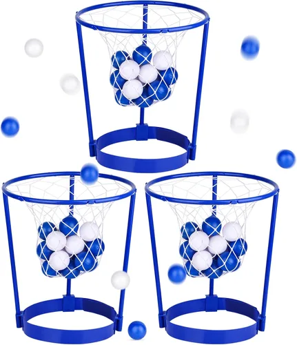 Miniatura 10 de Hooqict Paquete de 3 piezas de juego de fiesta de baloncesto para niños y adultos, juego de diadema ajustable con 40 bolas para fiesta de carnaval