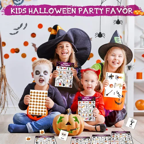 Miniatura 2 de V-Opitos Tarjeta de juego de bingo de Halloween para niños y adultos, 36 jugadores, juego de Halloween para familia/aula escolar, grupo grande