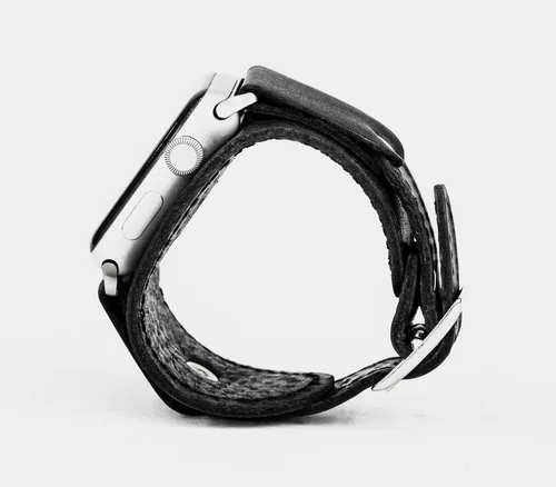 Miniatura 8 de Correa ancha de cuero cosida compatible con Apple Watch de 1.496 pulgadas, 1.575 pulgadas, 1.614 pulgadas, 1.654 pulgadas, 1.732 pulgadas, 1.732