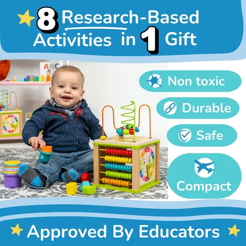 Miniatura 2 de Cubo de actividades de madera para bebés - Set de regalo para niños Juguetes de regalo para niños de 1 a 2 años Juguetes educativos para niños