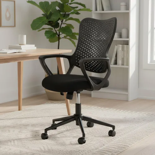 Miniatura 14 de Silla ergonómica de escritorio para oficina, silla de trabajo de malla cómoda para computadora con reposabrazos abatibles y soporte lumbar Rosa