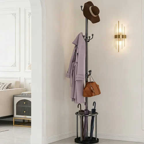 Perchero independiente con soporte para paraguas, perchero con 12 ganchos para ropa, bolsos, sombreros, perchero, árbol, perchero, sombrero,
